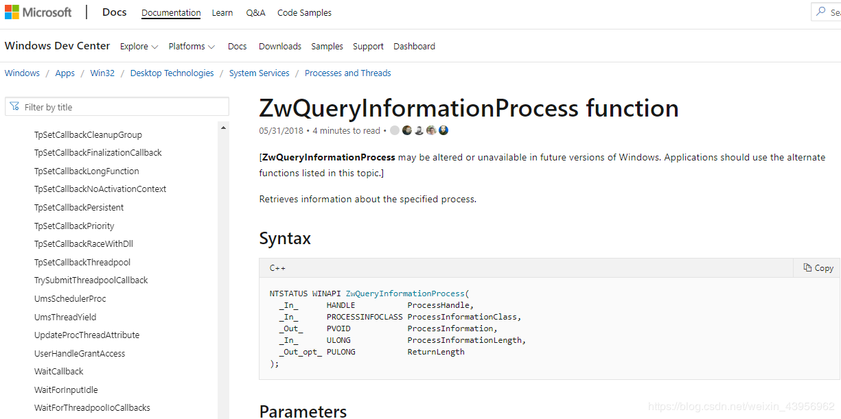 ZwQueryInformationProcess