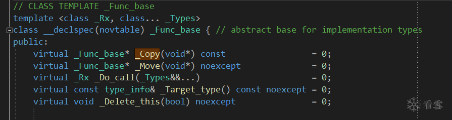 STL 库中 _Func_base 的虚函数定义