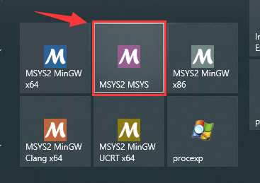 打开 【MSYS2 MSYS】 快捷方式