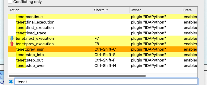 Shortcuts List